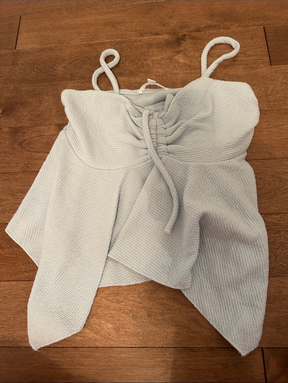 Light Blue Ruched Knit Cami Top